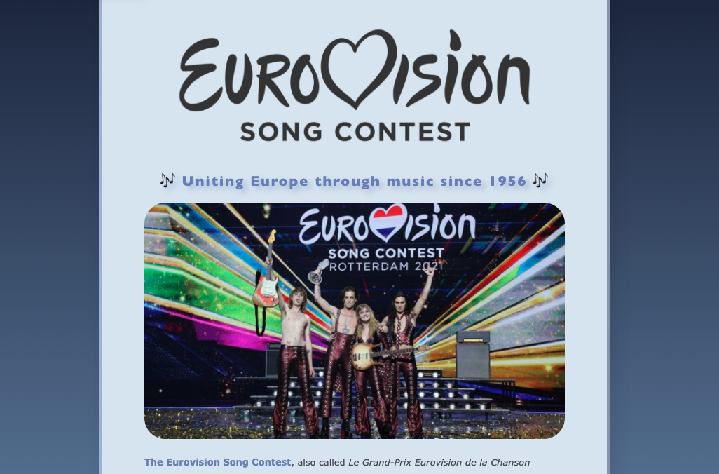 My Eurovision project
